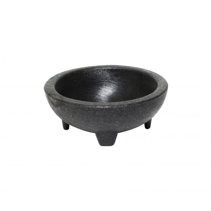 Thunder Group PLMJ004BK 4 oz. Black Molcajete Salsa Bowl - 4/Pack