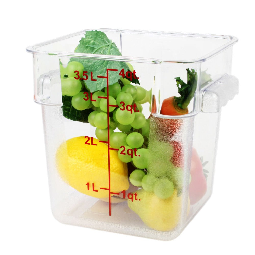 Thunder Group PLSFT004PC 4-Quart Polycarbonate Square Food Storage Containers, Clear