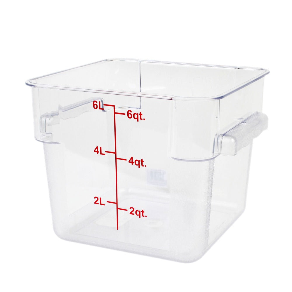 Thunder Group PLSFT006PC 6-Quart Polycarbonate Square Food Storage Containers, Clear