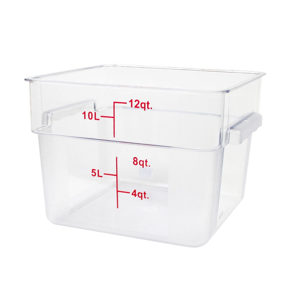 Thunder Group PLSFT012PC 12-Quart Polycarbonate Square Food Storage Containers, Clear