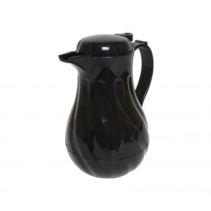 Thunder Group PLWS042BK Black 42 oz. Swirl Double Wall Insulated Beverage Server