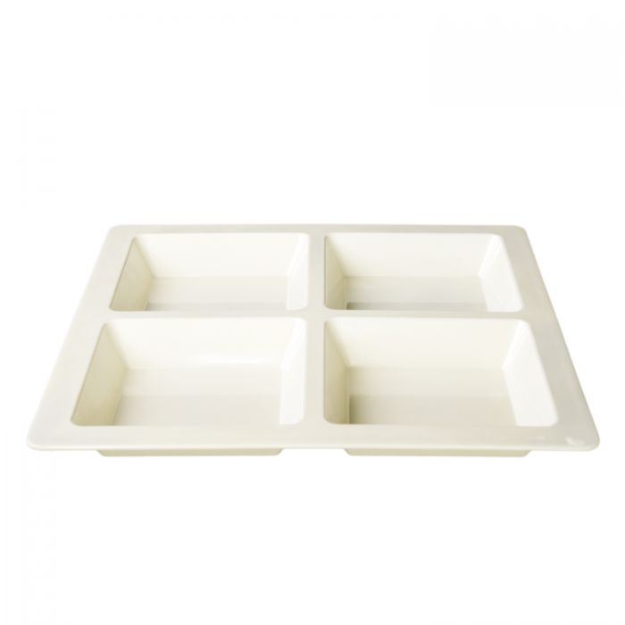 Thunder Group Square 4-Section Compartment Tray, 13 1/2" x 13 1/2" x 1 3/8"