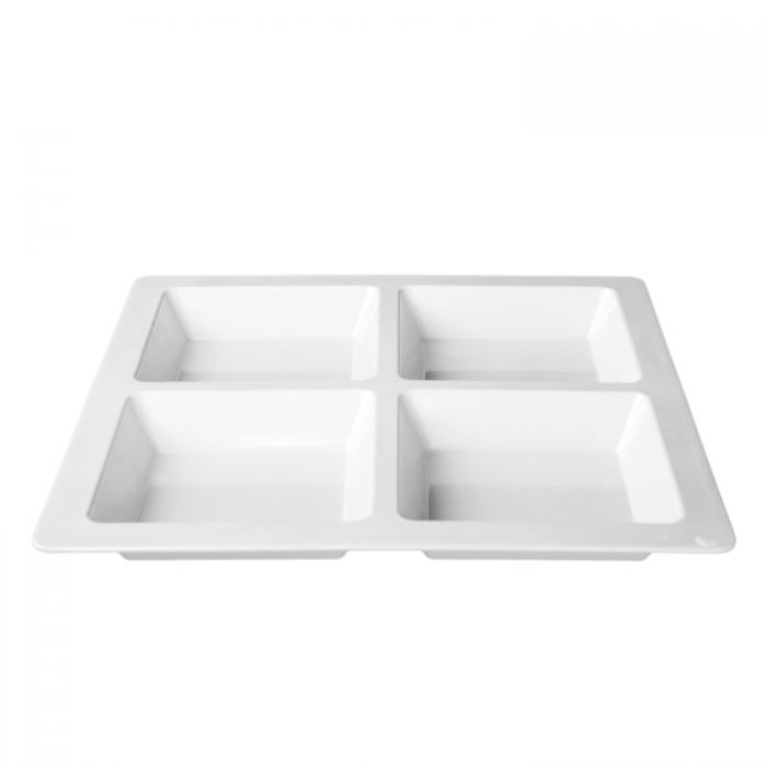 Thunder Group Square 4-Section Compartment Tray, 13 1/2" x 13 1/2" x 1 3/8"