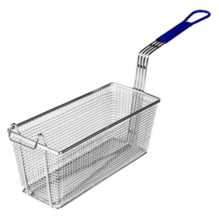 Thunder Group SLFB005 Nickel Plated Rectangular Fry Basket, 13 3/8" x 5 3/4" x 5 1/2"