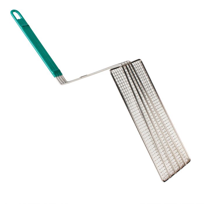 Thunder Group SLFBP010 Green Handle Nickel Plated Fry Basket Press, 11" x 4 3/4"