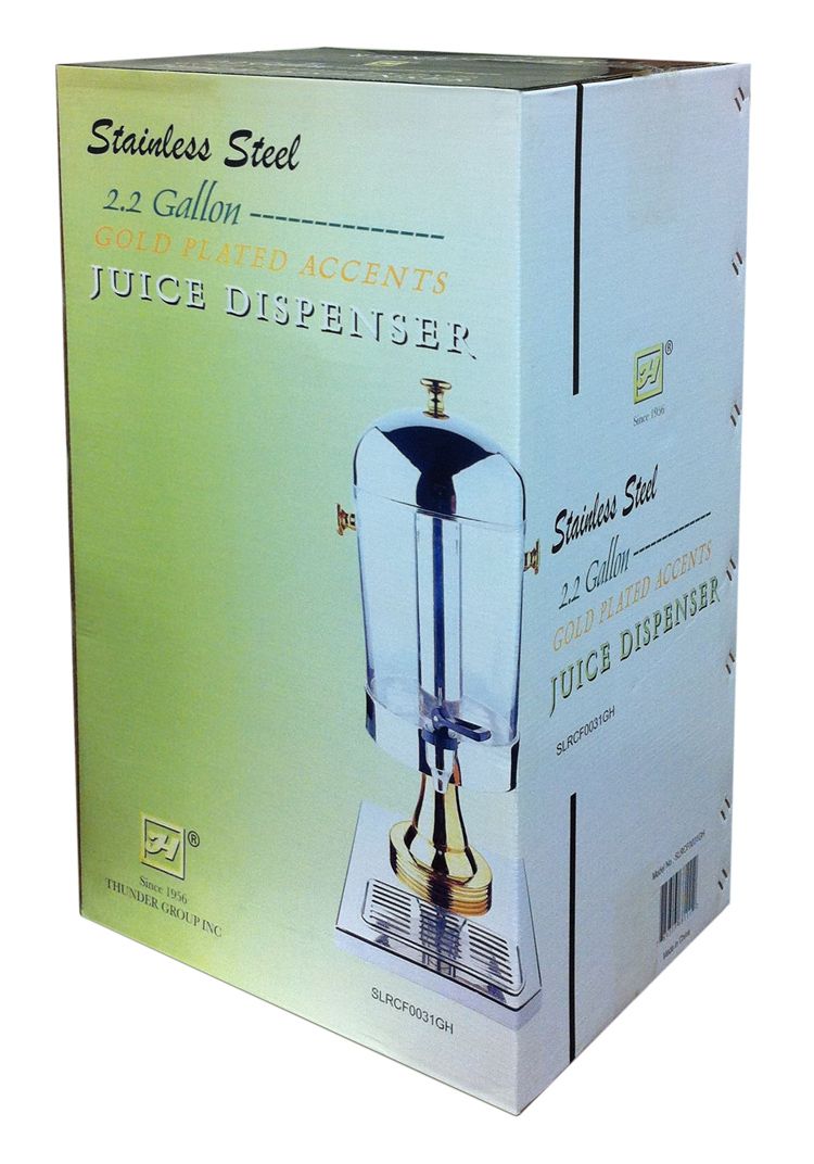 Thunder Group SLRCF0031GH 2.2 Gallon Juice Dispenser, Stainless Steel With Gold Plated Accents