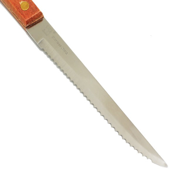 Thunder Group SLSK008 4 1/2" Blade Pointed Tip Steak Knife, Wood Handle