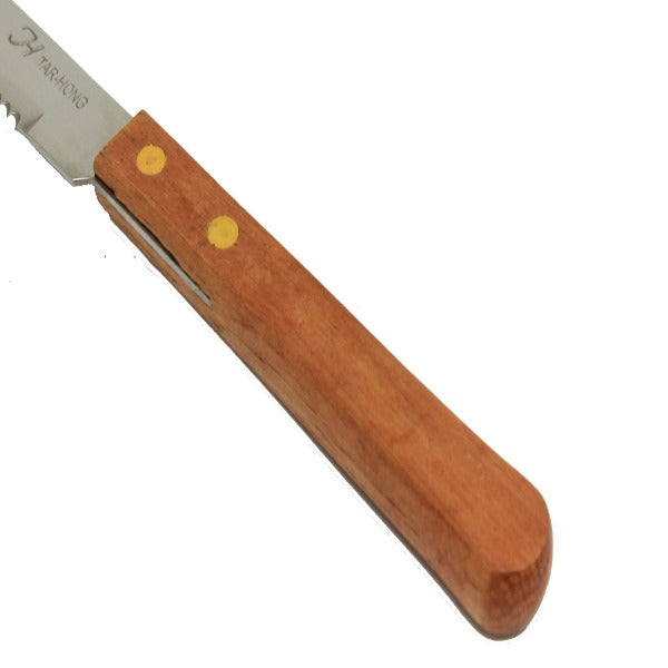 Thunder Group SLSK016 4" Blade Round Tip Steak Knife, Wood Handle