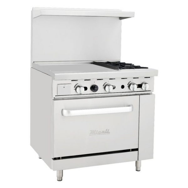 Migali-C-RO2-24GL-LP 2 Burner Range, 24” Griddle Left Side, (1) Oven, Liquid Propane