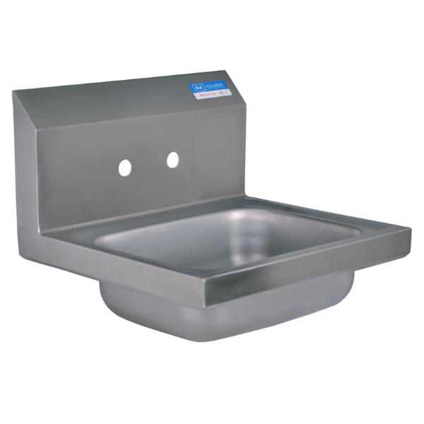 BK Resources (BKHS-W-1410-4D) SM Hand Sink 2 Hole 3-1/2" Drain OPNG