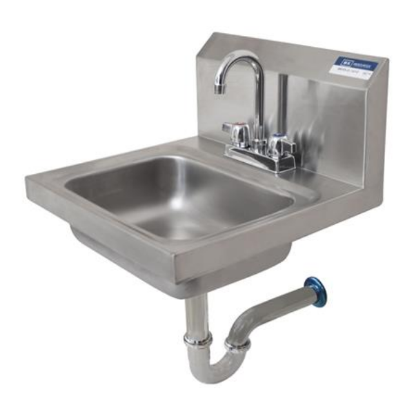 BK Resources (BKHS-D-1410-PT-G) DM Hand Sink 2 Hole With Faucet P-Trap