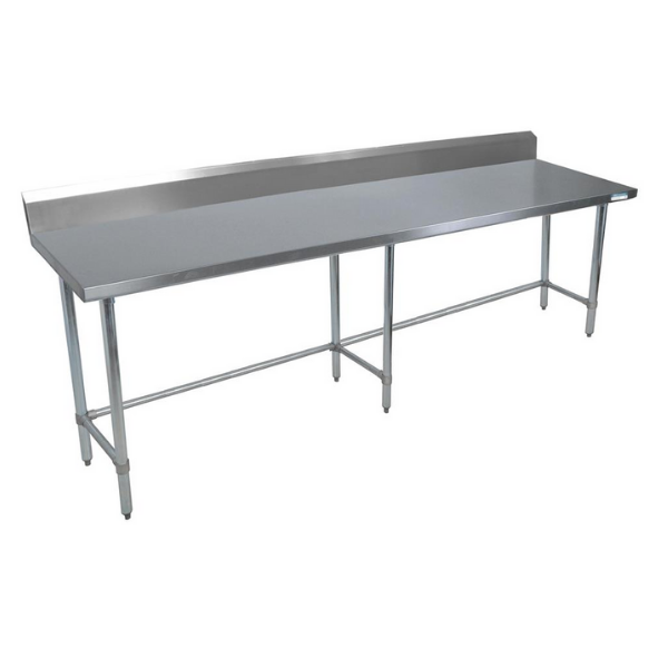 BK Resources (SVTR5OB-8424) 84" X 24" T-430 18 GA Table Stainless Steel 5" Riser Open Base