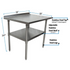 BK Resources (SVTR-3030) 30" X 30" T-430 18 GA Table Stainless Steel Top with 1.5" Riser