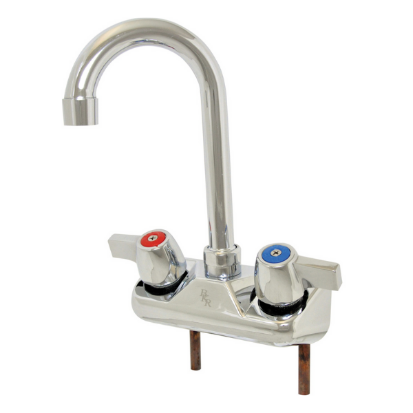 BK Resources (BKF-W2-8G-G) 4" O.C. WorkForce Shallow Splash Mount Faucet With 8" Gooseneck Spout