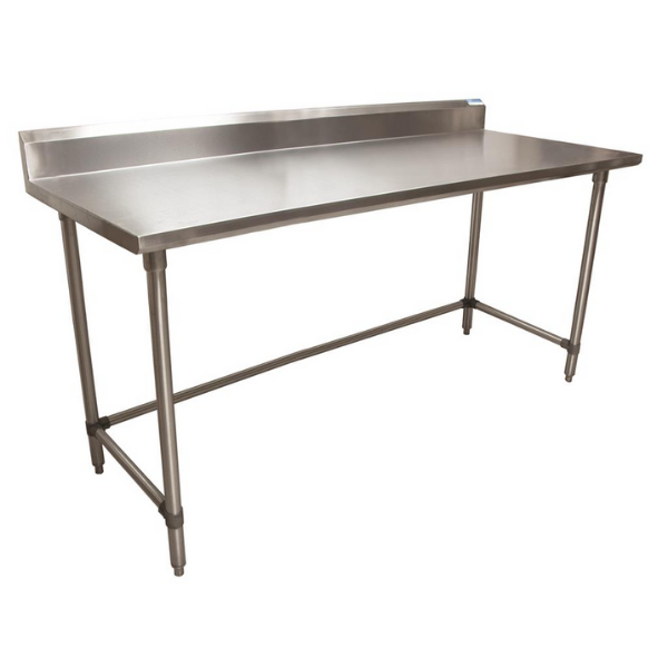 BK Resources (VTTR5OB-7230) 72" X 30" T-430 18 GA Table Stainless Steel 5" Riser Open Base