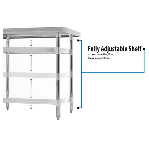 BK Resources (CVTR5-9630) 16 GA. T-304 5" Riser 96 X 30 Table Stainless Steel Base