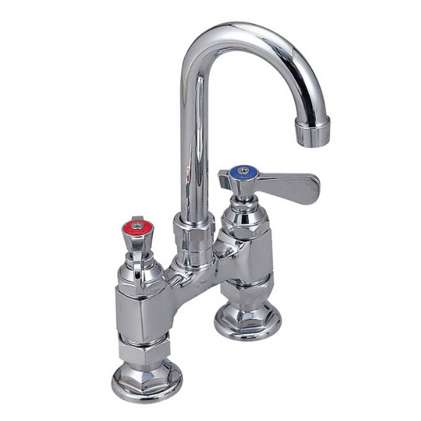 BK Resources (BKF4HD-8G-G) 4" O.C. OptiFlow Deck Mount Faucet With 8" Gooseneck Spout