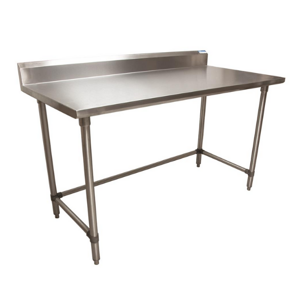 BK Resources (SVTR5OB-7224) 72" X 24" T-430 18 GA Table Stainless Steel 5" Riser Open Base