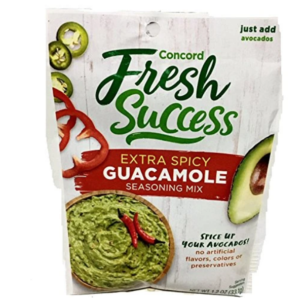 Concord Foods Extra Spicy Guacamole Mix, 1.2-ounce Pouches (VALUE Pack of 12 Pouches)