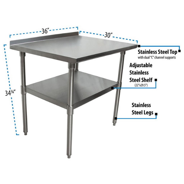 BK Resources (SVTR-3630) 36" X 30" T-430 18 GA Table Stainless Steel Top with 1.5" Riser