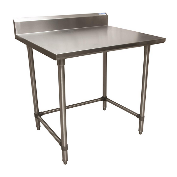 BK Resources (VTTR5OB-4824) 48" X 24" T-430 18 GA Table Stainless Steel 5" Riser Open Base