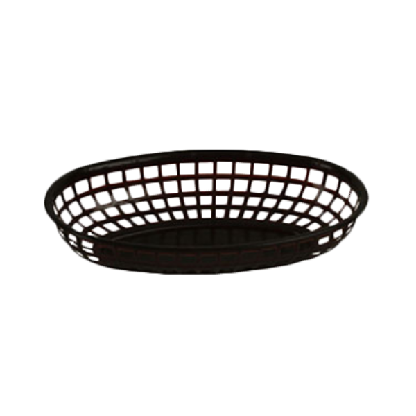 Thunder Group PLBK938K 9 3/8" Black Oval Fast Food Basket - 12/Pack