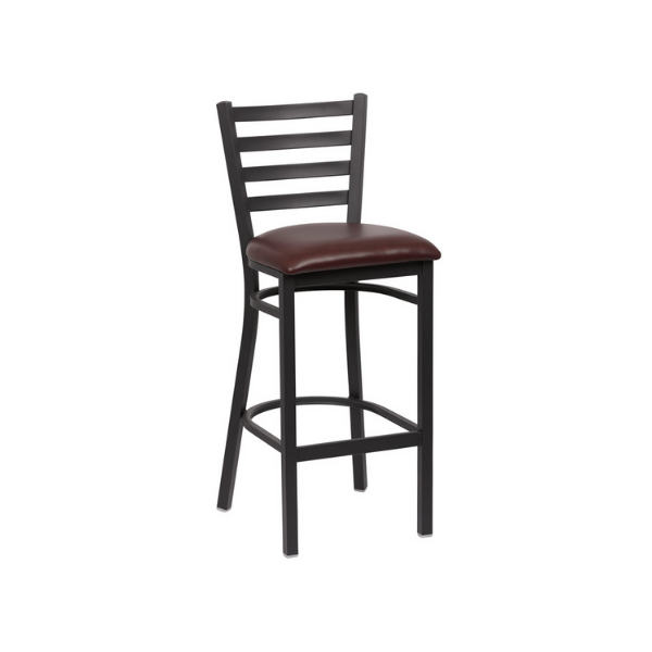 Royal Industries (ROY 9002 BRN) Ladder Back Metal Bar Stool, Brown Seat