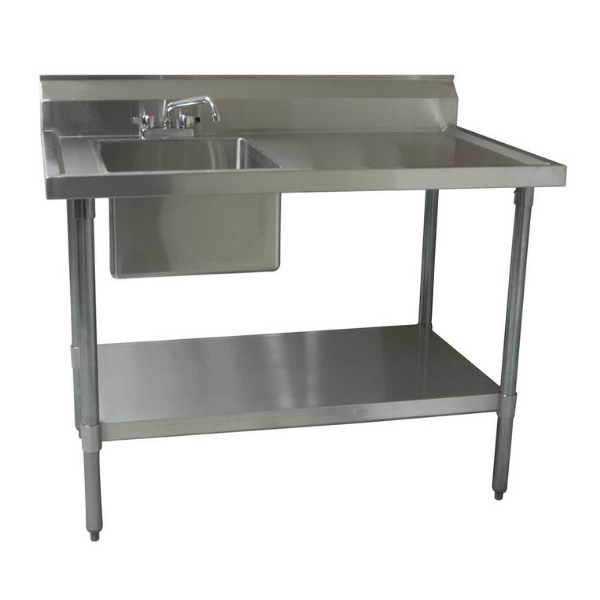 BK Resources (BKMPT-3048S-L-P-G) Marine Edge 18 GA. T-304 30 X 48 Prep Table