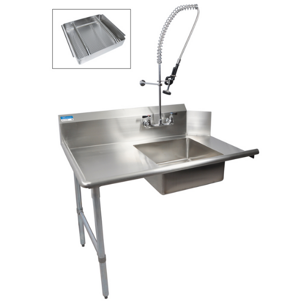 BK Resources (BKSDT-48-L-P3-G) 48" Soiled Dishtable Left Kit With Faucet