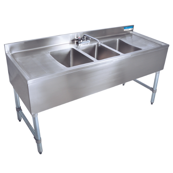 BK Resources OBSD*COMP Underbar Sink 60"OAL 10X14X10D BOWLS SS