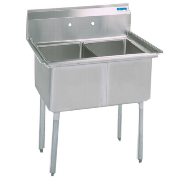 BK Resources 2 Compartment Sink 16 X 20 X 12D No Drainboard