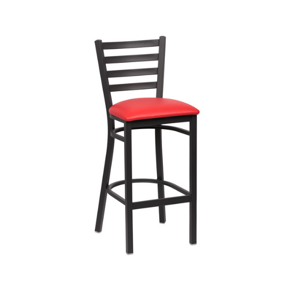 Royal Industries (ROY 9002 RED) Ladder Back Metal Bar Stool, Red Seat