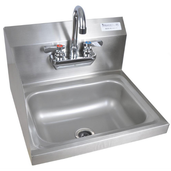 BK Resources (BKHS-W-1410-LS-P-G) SM Hand Sink 2 Hole 1-7/8" DR Left SS Faucet