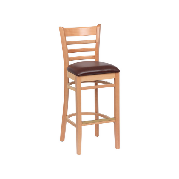 Royal Industries (ROY 8002 N BRN) Wood Bar Stool, Natural Finish, Upholstered Seat