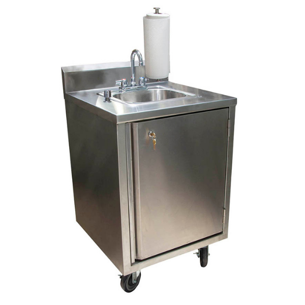 BK Resources (MHS-2424-CH-BKD) 24X24 Mobile Handwashing Sink C&H Water W/ 4"