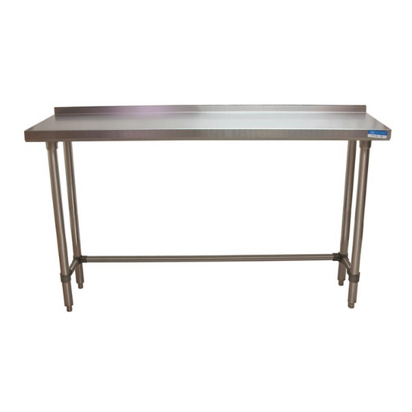 BK Resources (SVTROB-1860) 18" X 60" T-430 18 GA Table Stainless Steel 1.5" Riser Open Base