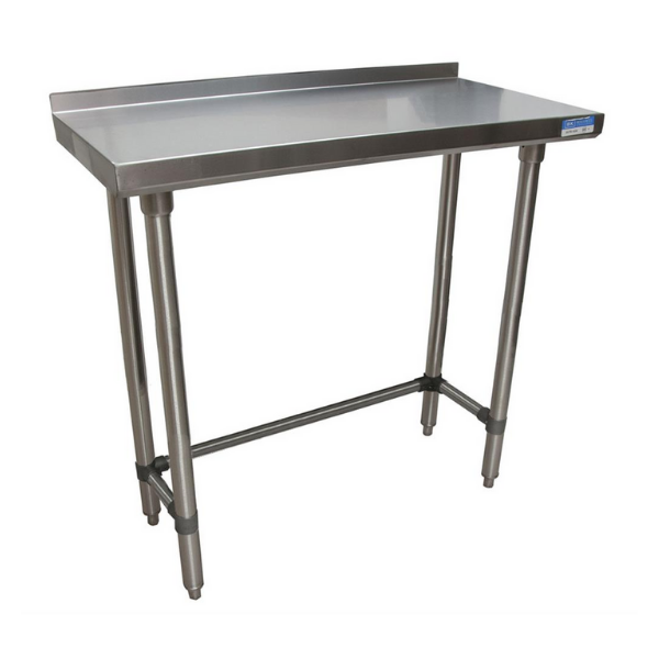 BK Resources (SVTROB-1848) 18" X 48" T-430 18 GA Table Stainless Steel 1.5" Riser Open Base