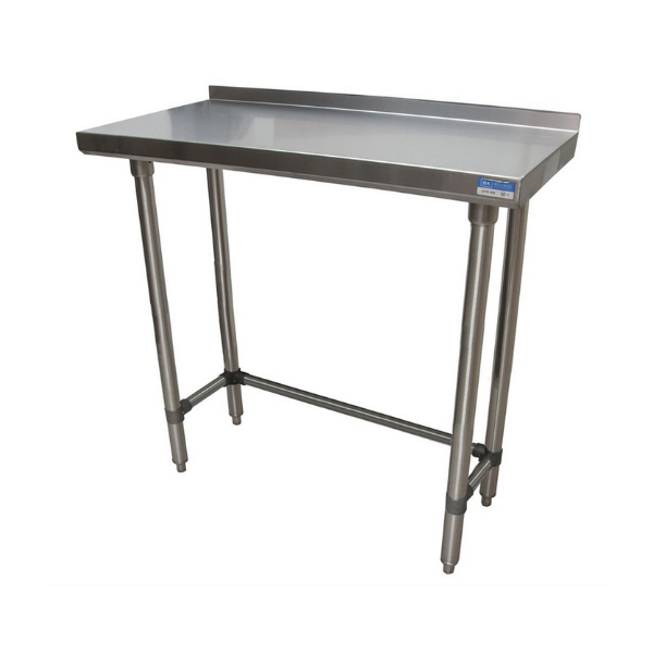 BK Resources (SVTROB-1848) 18" X 48" T-430 18 GA Table Stainless Steel 1.5" Riser Open Base