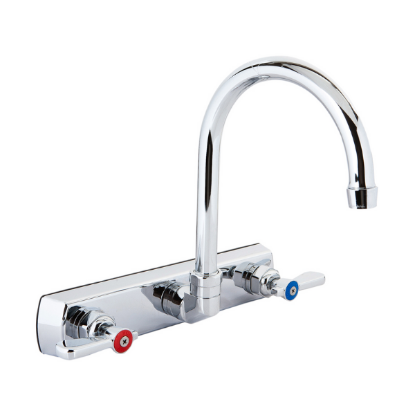 BK Resources (BKF-8SM-3G-G) 8" O.C. OptiFlow Splash Mount Faucet With 3.5" Gooseneck Spout