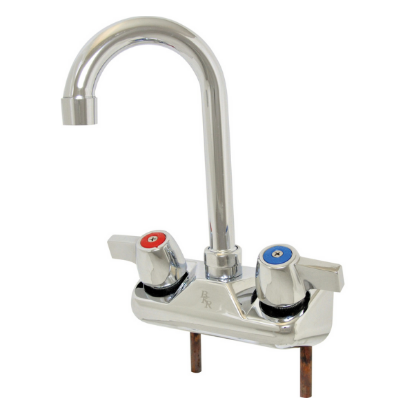 BK Resources (BKF-W2-5G-G) 4" O.C. WorkForce Shallow Splash Mount Faucet With 5" Gooseneck Spout