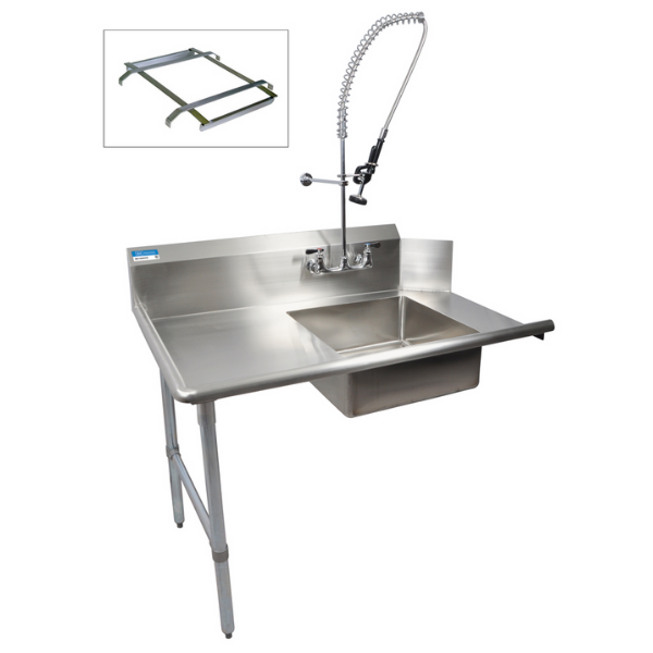 BK Resources (BKSDT-48-L-P2-G) 48" Soiled Dishtable Left Kit With Faucet