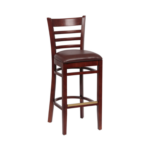 Royal Industries (ROY 8002 W BRN) Wood Bar Stool, Walnut Finish, Upholstered Seat