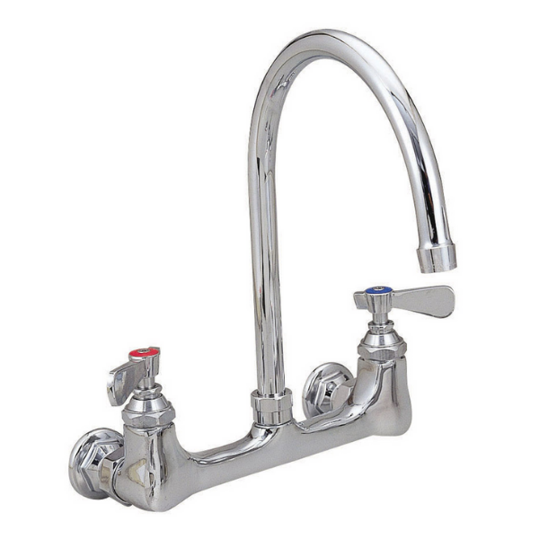 BK Resources (BKF-5G-G) 8" O.C. OptiFlow Splash Mount Faucet With 5" Gooseneck Spout