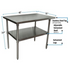 BK Resources (QTT-4836) 14 GA. 48 X 36 Table Stainless Steel Top 18 GA Galvanized Shelf