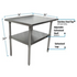 BK Resources (QTT-3636) 14 GA. 36 X 36 Table Stainless Steel Top 18 GA Galvanized Shelf