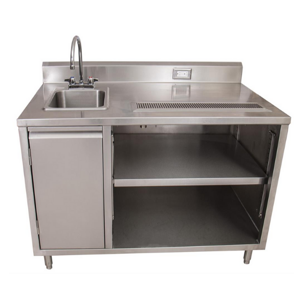 BK Resources (BEVT-3048L) 30 X 48 Beverage Table Sink on Left