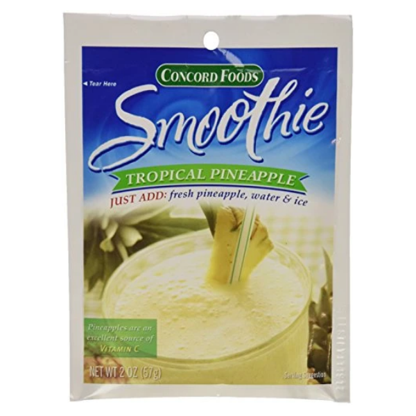 Concord Foods Tropical Pineapple Smoothie Mix, 2-Ounce Pouch (VALUE Pack of 18 Pouches)