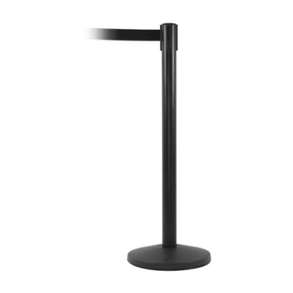 Black Stanchion Posts - Black Retractable Belt (Package of 2)