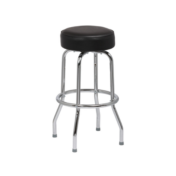 Royal Industries (ROY 7711 B) Black Standard Seat Bar Stool, Single Ring Chrome Frame, 4 KD