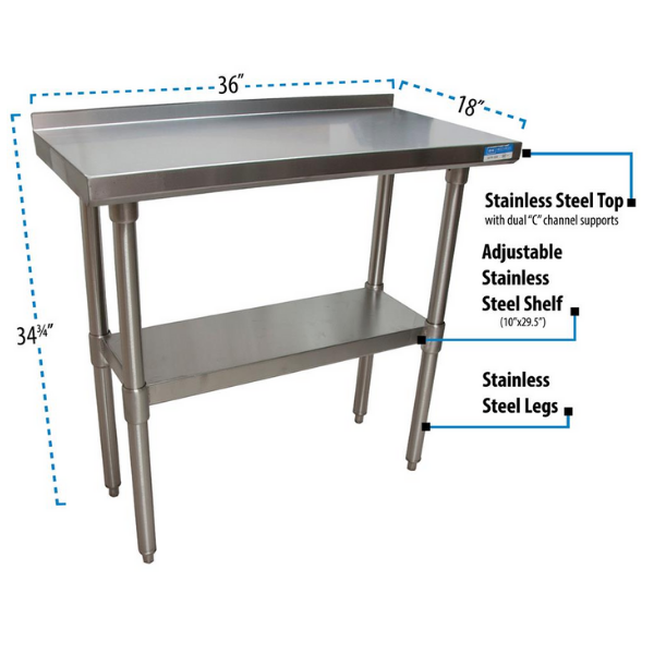 BK Resources (SVTR-1836) 18" X 36" T-430 18 GA Table Stainless Steel Top with 1.5" Riser